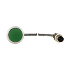 Drukknop, RMQ Compact, groen, vlak, terugverend, 1no/0nc, M12A-male, k